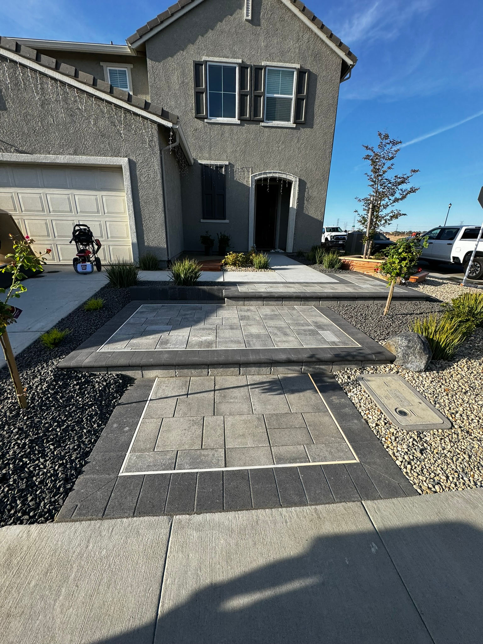 Illuminated pathway with textured planting